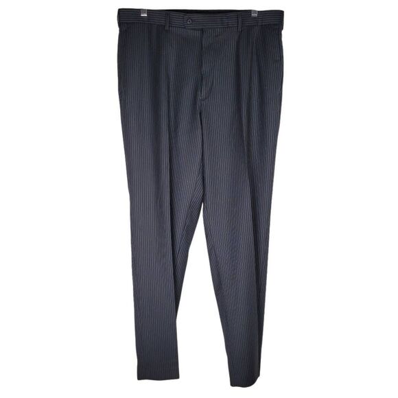 Perry Ellis Pinstriped Flat Front Portfolio Dress Pants Black Size 36x32 - Picture 13 of 14